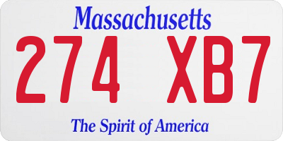 MA license plate 274XB7