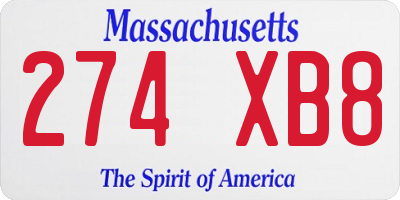 MA license plate 274XB8