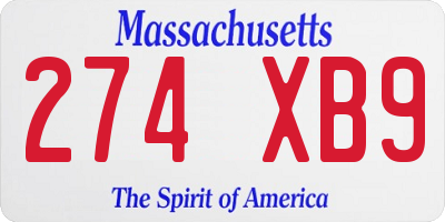 MA license plate 274XB9