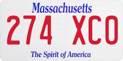 MA license plate 274XC0