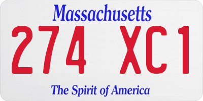 MA license plate 274XC1