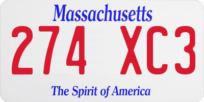 MA license plate 274XC3