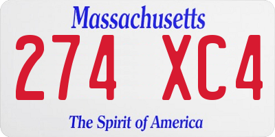 MA license plate 274XC4