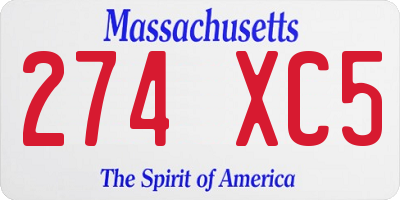MA license plate 274XC5