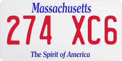 MA license plate 274XC6