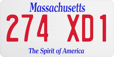 MA license plate 274XD1