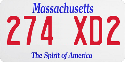 MA license plate 274XD2