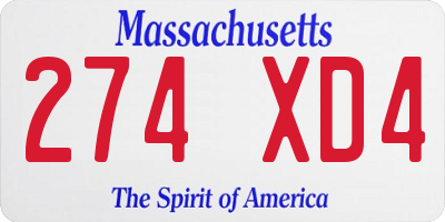 MA license plate 274XD4