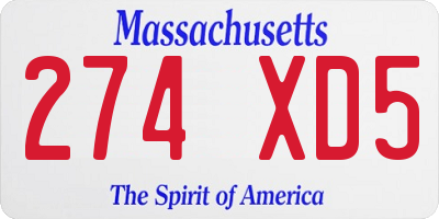 MA license plate 274XD5