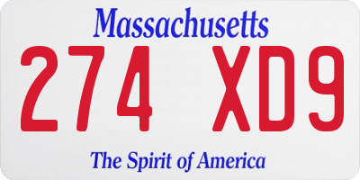 MA license plate 274XD9