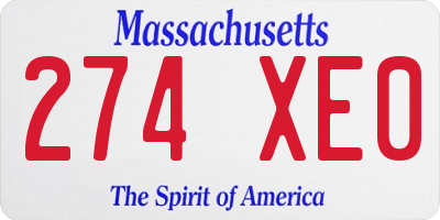 MA license plate 274XE0