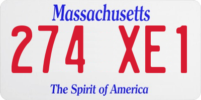 MA license plate 274XE1