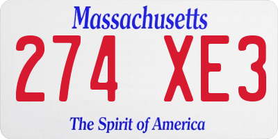 MA license plate 274XE3