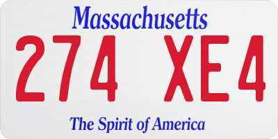 MA license plate 274XE4