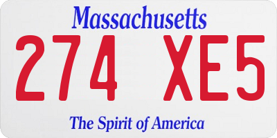 MA license plate 274XE5