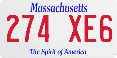 MA license plate 274XE6