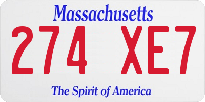 MA license plate 274XE7