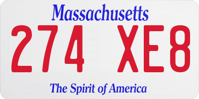 MA license plate 274XE8