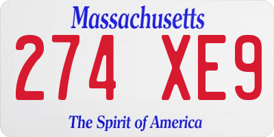 MA license plate 274XE9