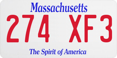 MA license plate 274XF3