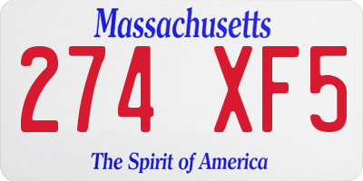 MA license plate 274XF5