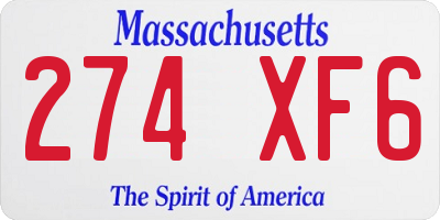 MA license plate 274XF6