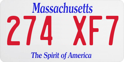 MA license plate 274XF7