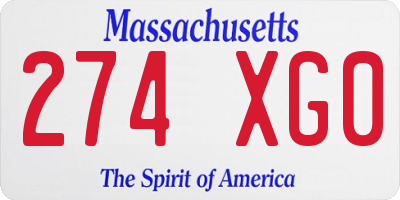 MA license plate 274XG0