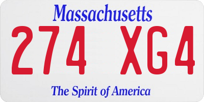 MA license plate 274XG4