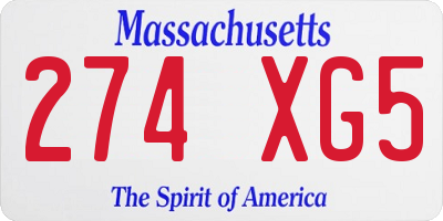 MA license plate 274XG5