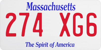 MA license plate 274XG6