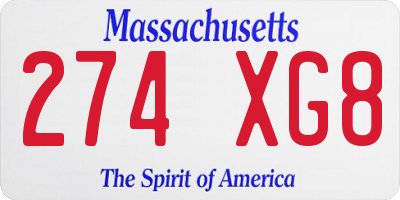 MA license plate 274XG8