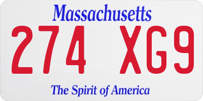 MA license plate 274XG9