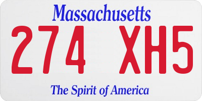 MA license plate 274XH5