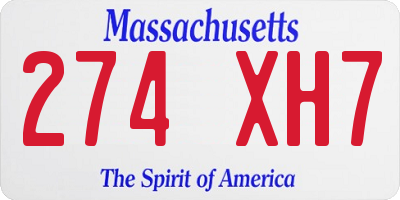 MA license plate 274XH7