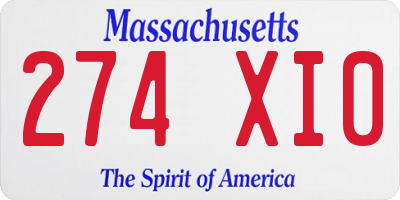 MA license plate 274XI0