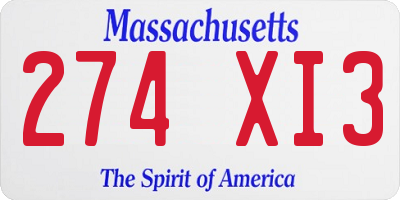 MA license plate 274XI3