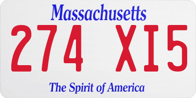 MA license plate 274XI5