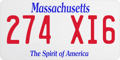 MA license plate 274XI6