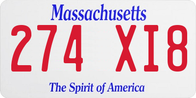 MA license plate 274XI8