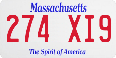 MA license plate 274XI9