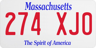 MA license plate 274XJ0