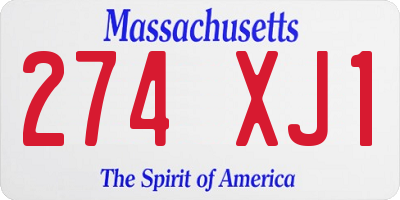 MA license plate 274XJ1
