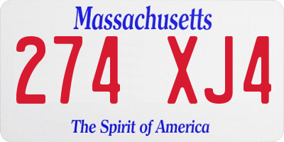 MA license plate 274XJ4