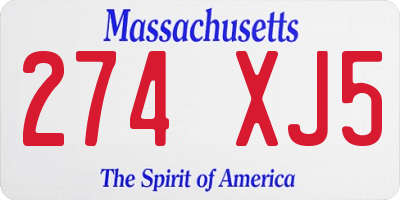 MA license plate 274XJ5