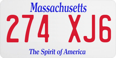 MA license plate 274XJ6