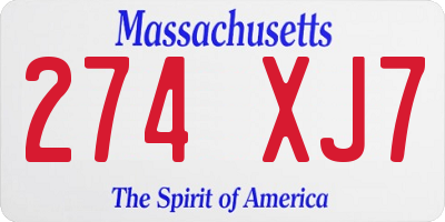 MA license plate 274XJ7