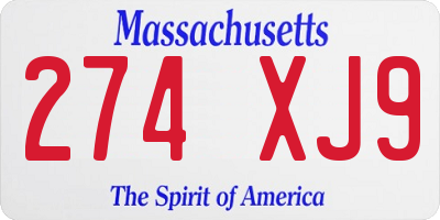 MA license plate 274XJ9