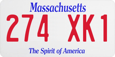 MA license plate 274XK1