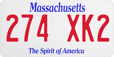 MA license plate 274XK2